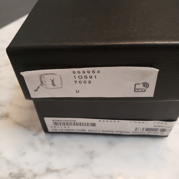 Saint Laurent Cube Molly Suede YSL Keyring/Coin pouch - Picture 11 of 11